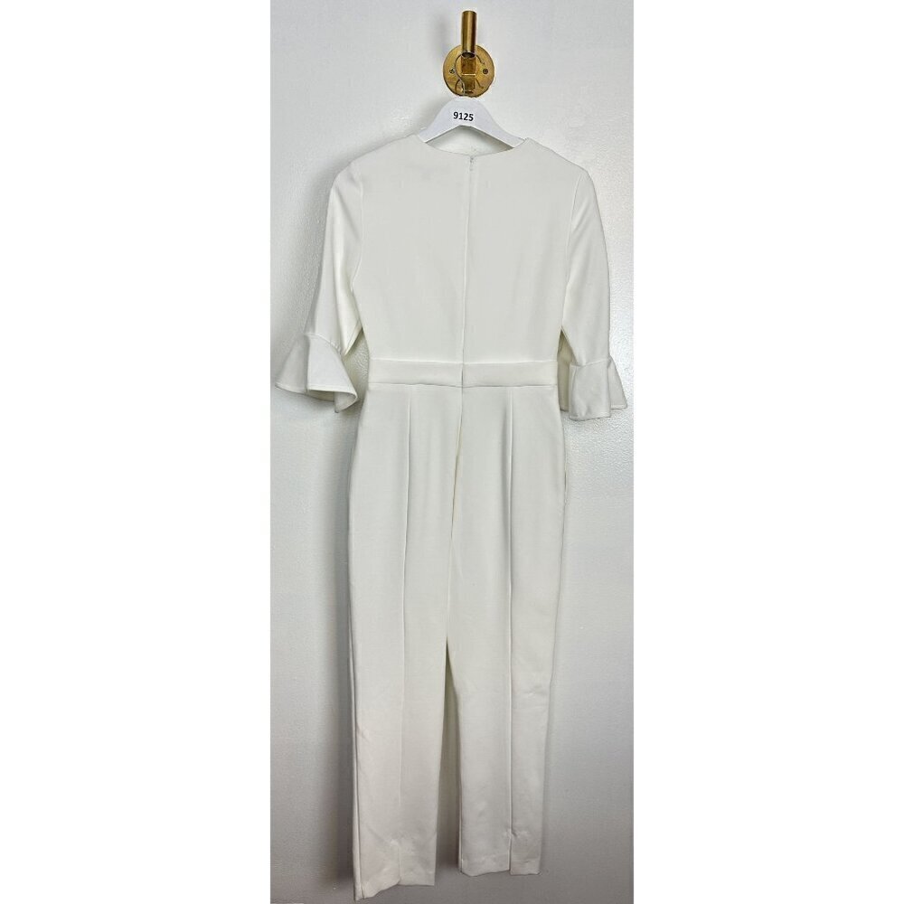 BLACK HALO Brooklyn Bell-sleeve Cropped Jumpsuit in White Size US 4 - Picture 8 of 16
